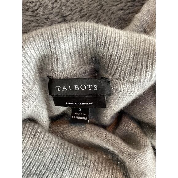 Talbots Women Cashmere Turtleneck Pullover Knit Sweater Metallic Gray Size Small - Picture 8 of 8